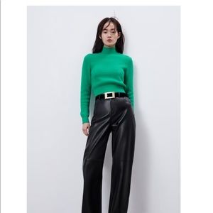 Zara high neck knit sweater in green